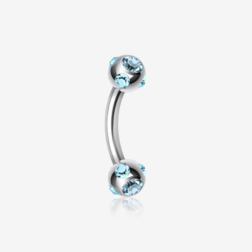 Aurora Gem Ball Curved Barbell Eyebrow Ring-Aqua
